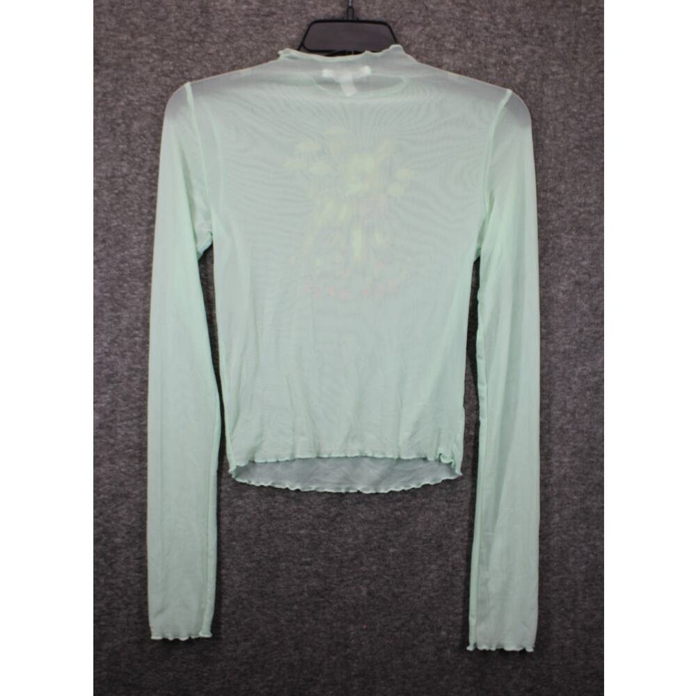 Urban outfitters teagan hot mess Mint Green mesh long sleeve tee size M - Picture 2 of 5